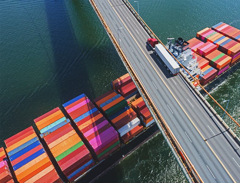 Container ship and transport logistics